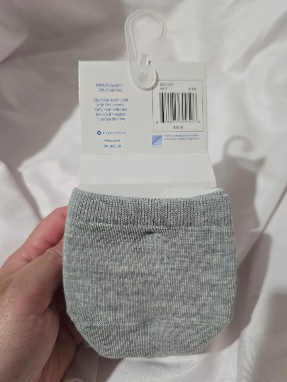 NWT Keds 6 Pack Women's Toe Cover With Grippers Socks OS White And Gray